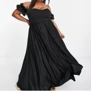 ASOS DESIGN Curve off shoulder bardot maxi dress in black